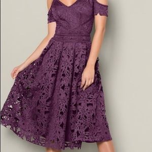 NWT Venus lace midi dress purple scrappy shoulder